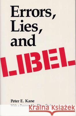 Errors, Lies, and Libel Kane   9780809317202 Southern Illinois University Press - książka