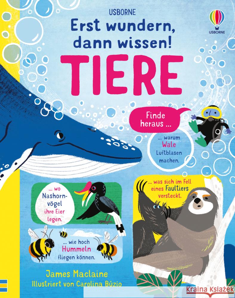 Erst wundern, dann wissen! Tiere Maclaine, James 9781789419306 Usborne Verlag - książka