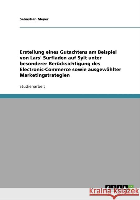 Erstellung eines Gutachtens am Beispiel von Lars' Surfladen auf Sylt unter besonderer Berücksichtigung des Electronic-Commerce sowie ausgewählter Mark Meyer, Sebastian 9783638814041 Grin Verlag - książka