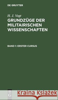 Erster Cursus H. J. Vogt 9783112432952 de Gruyter - książka