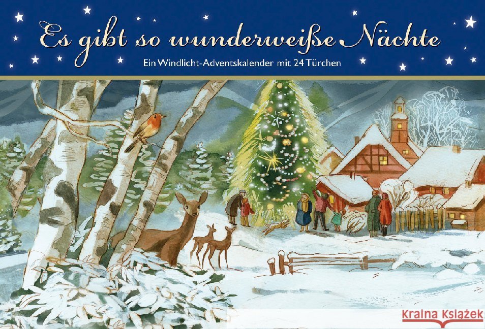 Es gibt so wunderweiße Nächte : Ein Windlicht-Adventskalender mit 24 Türchen  9783780613233 Kaufmann - książka