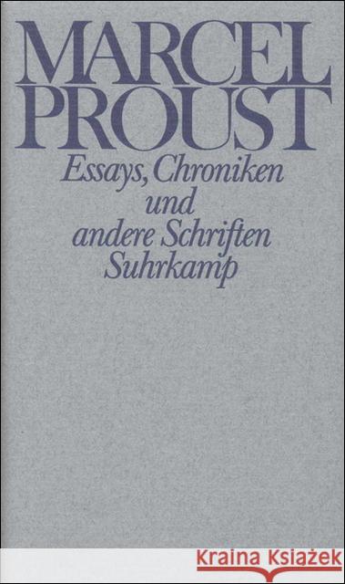 Essays, Chroniken und andere Schriften Proust, Marcel Keller, Luzius  9783518027738 Suhrkamp - książka