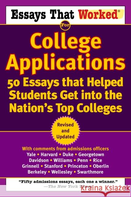 Essays That Worked for College Applications: 50 Essays That Helped Students Get Into the Nation's Top Colleges Boykin Curry Brian Kasbar Brian Kasbar 9780345452177 Ballantine Books - książka