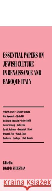 Essential Papers on Jewish Culture in Renaissance and Baroque Italy Ruderman, David 9780814774199 New York University Press - książka