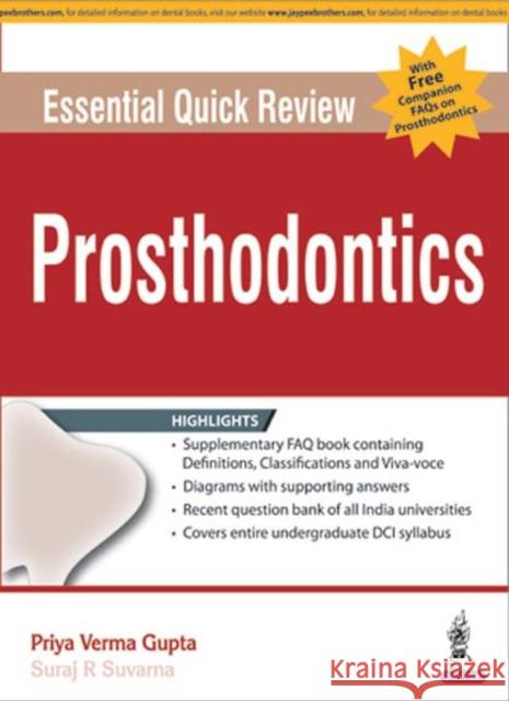 Essential Quick Review: Prosthodontics Verma Priya Gupta 9789386056214 Jp Medical Ltd - książka