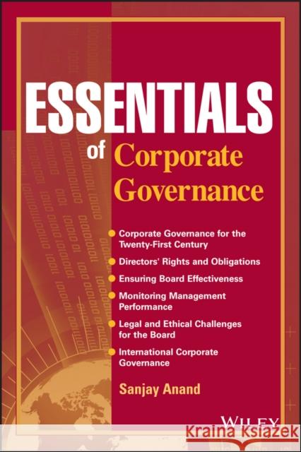 Essentials of Corporate Governance Sanjay Anand 9780470139813  - książka