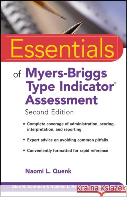 Essentials of Myers-Briggs Type Indicator Assessment Naomi L Quenk 9780470343906 John Wiley & Sons Inc - książka