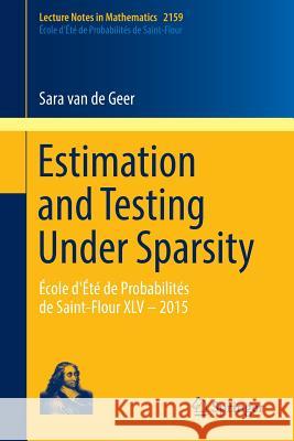 Estimation and Testing Under Sparsity: École d'Été de Probabilités de Saint-Flour XLV - 2015 Van de Geer, Sara 9783319327730 Springer - książka