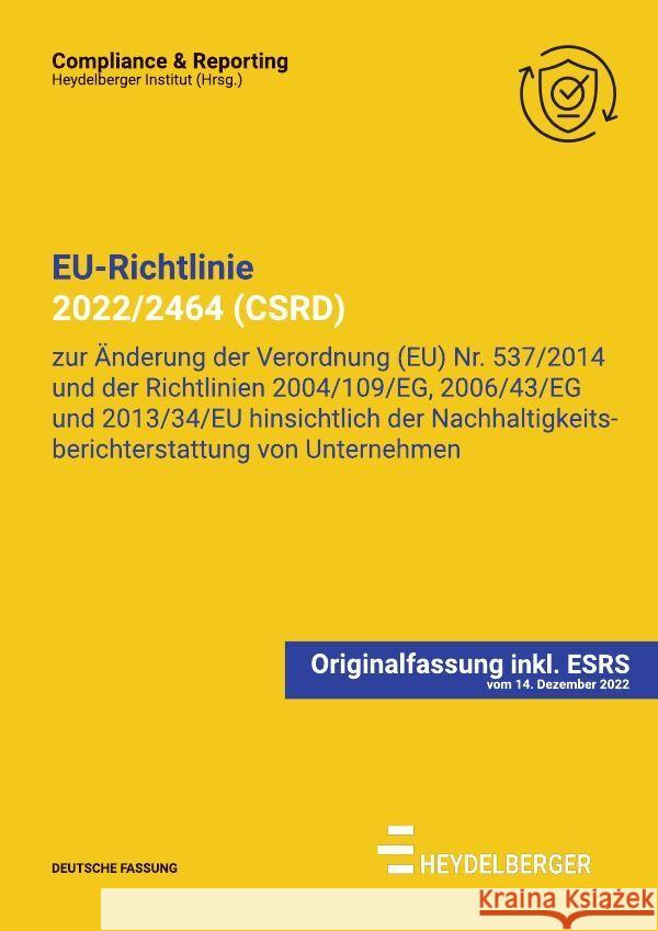 EU-Richtlinie 2022/2464 (CSRD) inkl. ESRS Institut, Heydelberger 9783758496370 epubli - książka