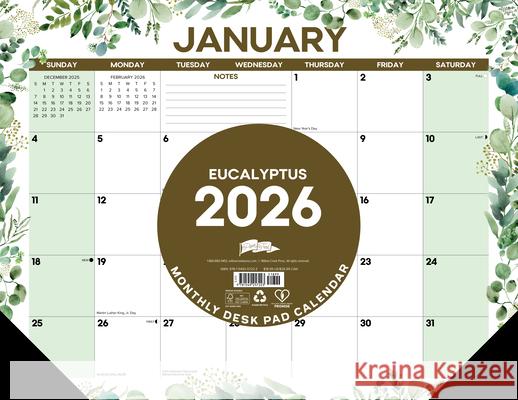 Eucalyptus 2026 22 X 17 Large Monthly Deskpad Willow Creek Press 9781549257223 Willow Creek Press Calendars - książka
