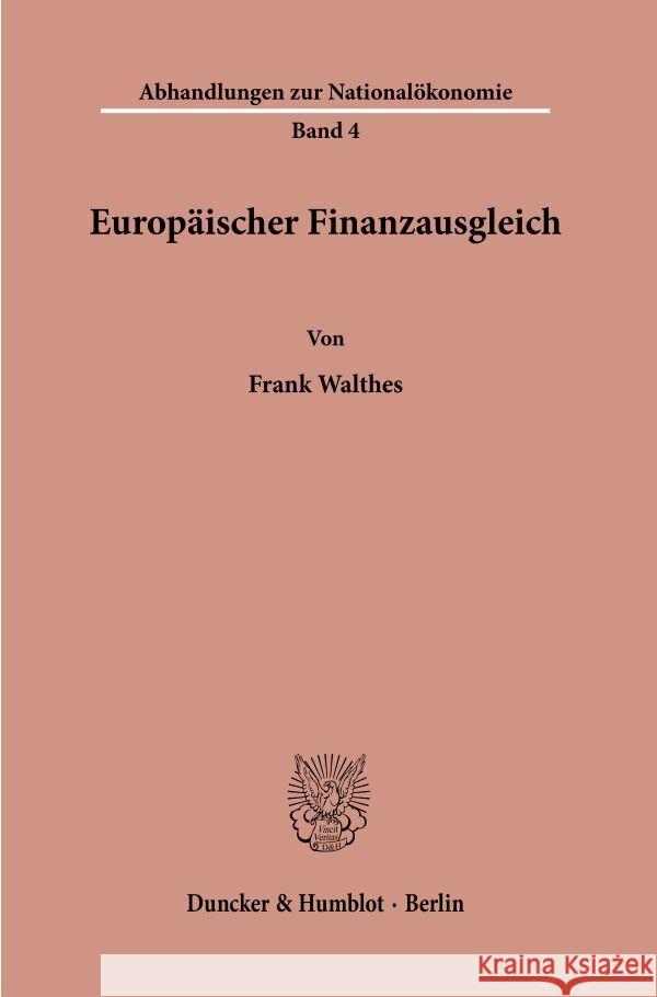 Europaischer Finanzausgleich Walthes, Frank 9783428087181 Duncker & Humblot - książka