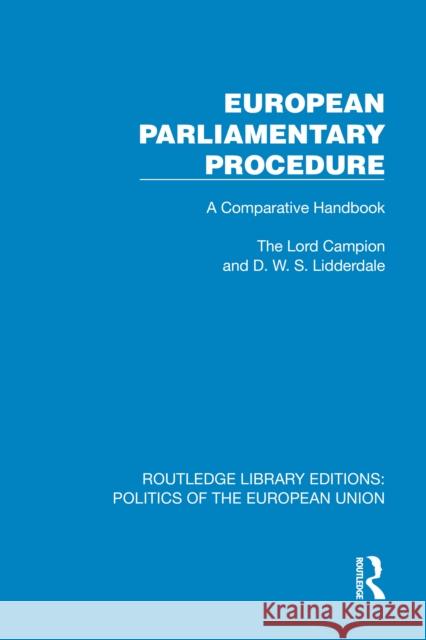 European Parliamentary Procedure D.W.S. Lidderdale 9781041085614 Routledge - książka