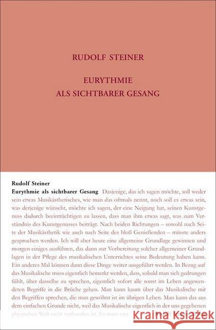 Eurythmie als sichtbarer Gesang : Zwei Vorträge, Stuttgart 1923 und acht Vorträge, Dornach 1924 Steiner, Rudolf 9783727427824 Rudolf Steiner Verlag - książka
