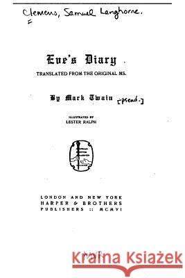 Eve's Diary Mark Twain 9781535195799 Createspace Independent Publishing Platform - książka