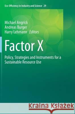 Factor X: Policy, Strategies and Instruments for a Sustainable Resource Use Angrick, Michael 9789402406832 Springer - książka