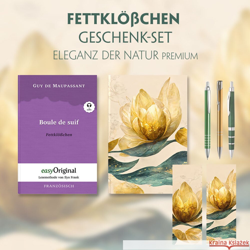 Fettklößchen Geschenkset (mit Audio-Online) + Eleganz der Natur Schreibset Premium, m. 1 Beilage, m. 1 Buch Maupassant, Guy de 9783991129370 EasyOriginal - książka
