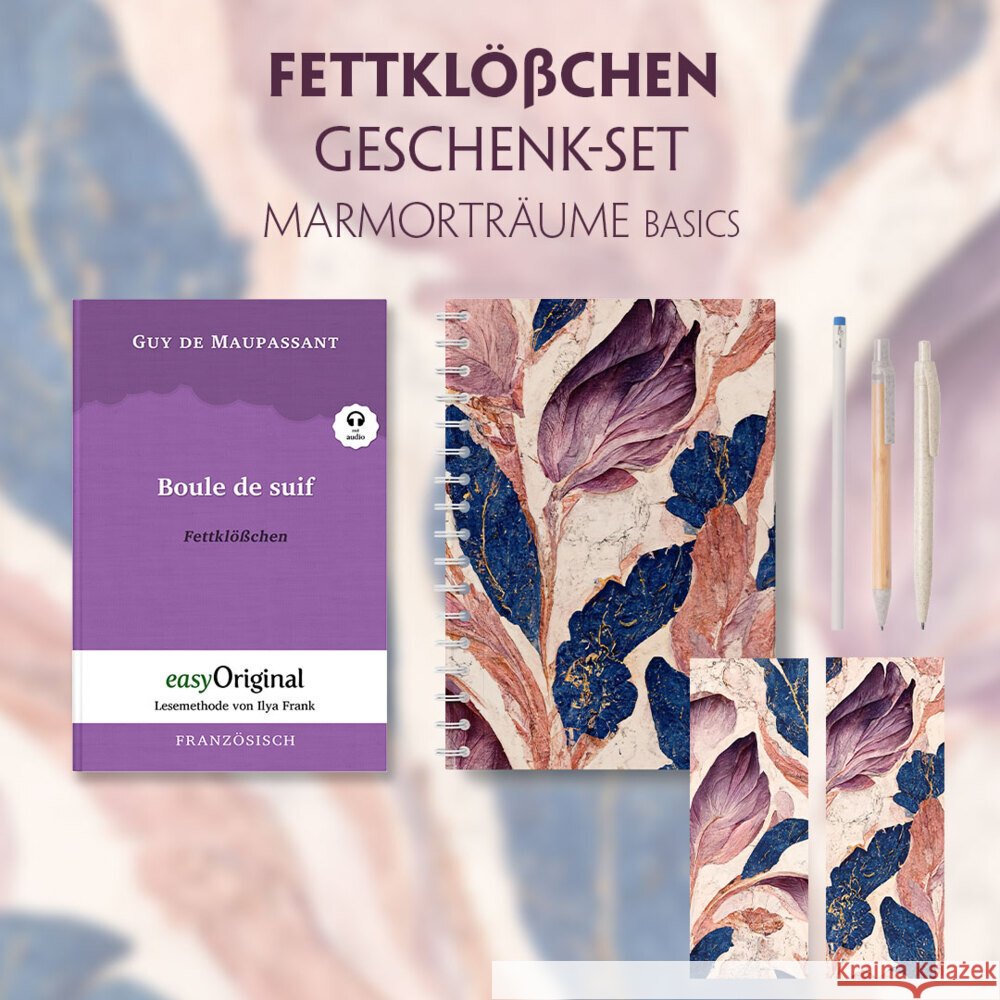 Fettklößchen Geschenkset (mit Audio-Online) + Marmorträume Schreibset Basics, m. 1 Beilage, m. 1 Buch Maupassant, Guy de 9783991129387 EasyOriginal - książka
