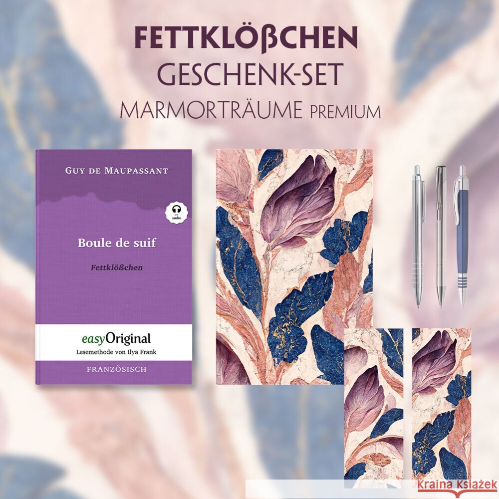 Fettklößchen Geschenkset (mit Audio-Online) + Marmorträume Schreibset Premium, m. 1 Beilage, m. 1 Buch Maupassant, Guy de 9783991129394 EasyOriginal - książka