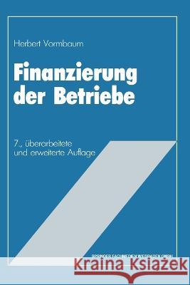 Finanzierung der Betriebe Herbert Vormbaum 9783409372152 Gabler Verlag - książka