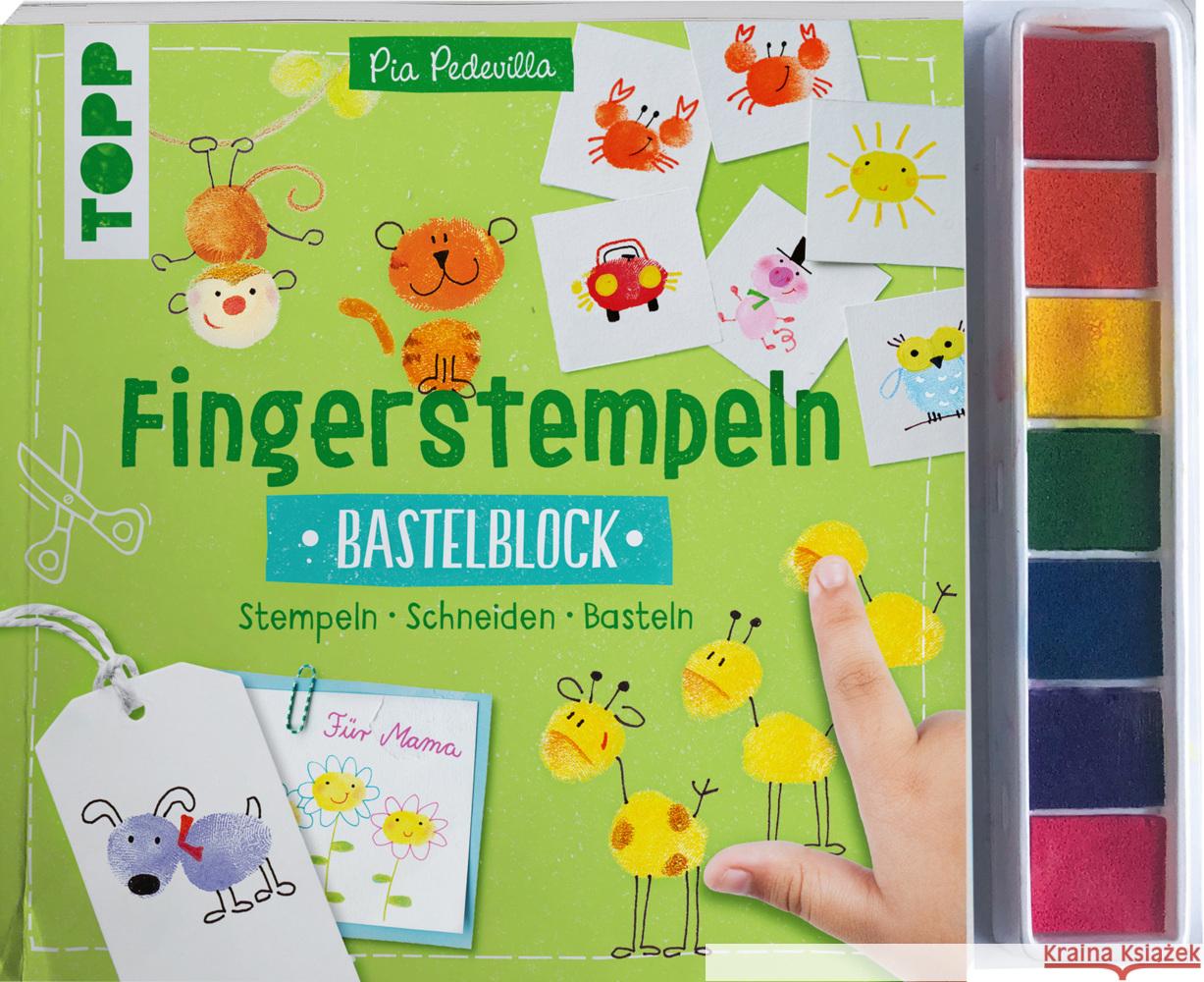 Fingerstempeln. Bastelblock mit Stempelfarbe Pedevilla, Pia 9783735890894 Frech - książka