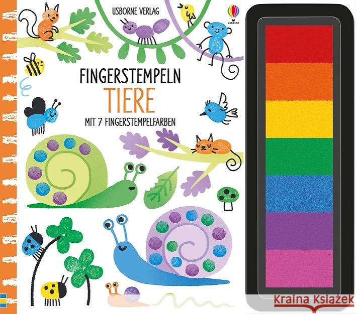 Fingerstempeln: Tiere : mit 7 Fingerstempelfarben Watt, Fiona 9781782324652 Usborne Verlag - książka