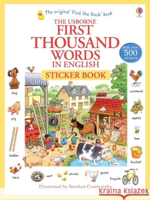 First Thousand Words in English Sticker Book Amery Heather 9781409570400 Usborne Publishing Ltd - książka