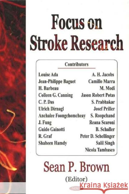 Focus on Stroke Research Sean P Brown 9781594541339 Nova Science Publishers Inc - książka