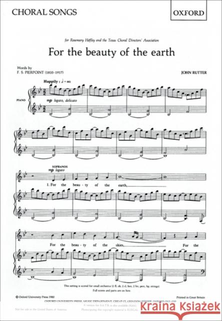 For the beauty of the earth  9780193415133 Oxford University Press - książka