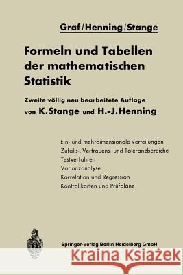 Formeln Und Tabellen Der Mathematischen Statistik Na Graf Kurt Stange Hans-Joachim Henglishning 9783642493768 Springer - książka