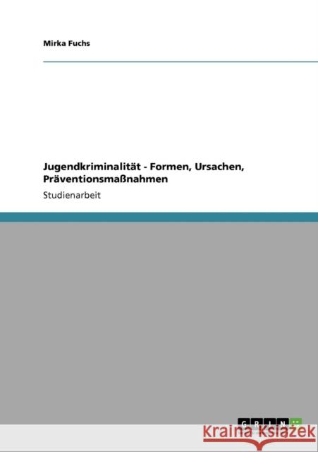 Formen der Jugendkriminalität. Ursachen und Präventionsmaßnahmen Fuchs, Mirka 9783640731084 Grin Verlag - książka