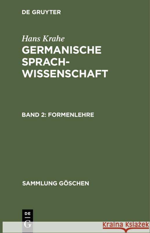 Formenlehre Krahe, Hans 9783112310335 de Gruyter - książka