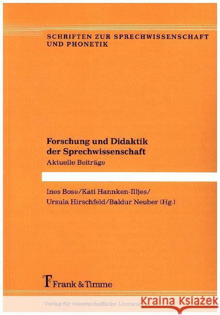 Forschung und Didaktik der Sprechwissenschaft : Aktuelle Beiträge  9783732903580 Frank & Timme - książka