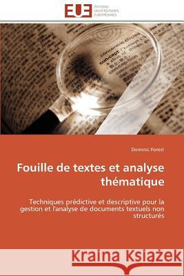 Fouille de Textes Et Analyse Thématique Forest-D 9783841783042 Editions Universitaires Europeennes - książka