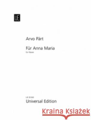 Für Anna Maria Arvo Part 9783702431990 Universal Edition - książka