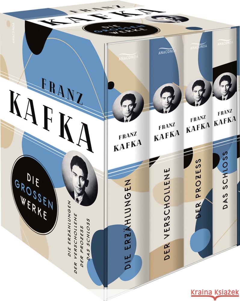 Franz Kafka, Die großen Werke (Die Erzählungen - Der Verschollene - Der Prozess - Das Schloss) (4 Bände im Schuber) Kafka, Franz 9783730613436 Anaconda - książka