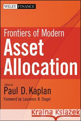 Frontiers of Modern Asset Allocation Paul D Kaplan 9781118115060  - książka