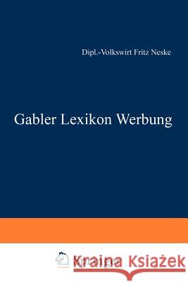 Gabler Lexikon Werbung Fritz Neske 9783409991117 Gabler Verlag - książka