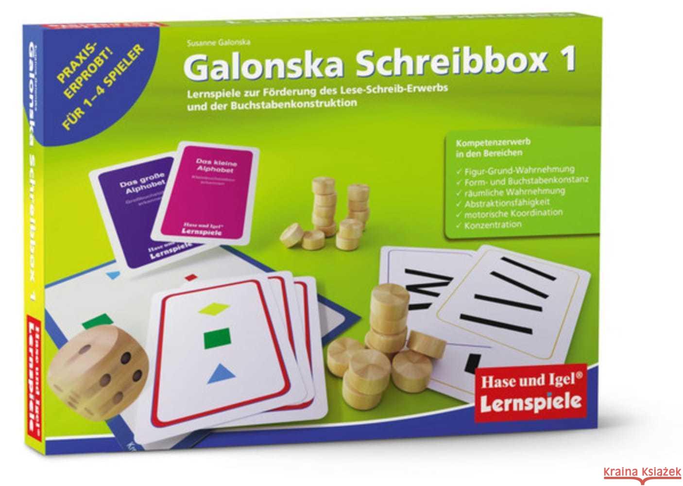 Galonska Schreibbox 1 : Lernspiele zur Förderung des Lese-Schreib-Erwerbs und der Buchstabenkonstruktion Galonska, Susanne 4260505835040 Hase und Igel - książka