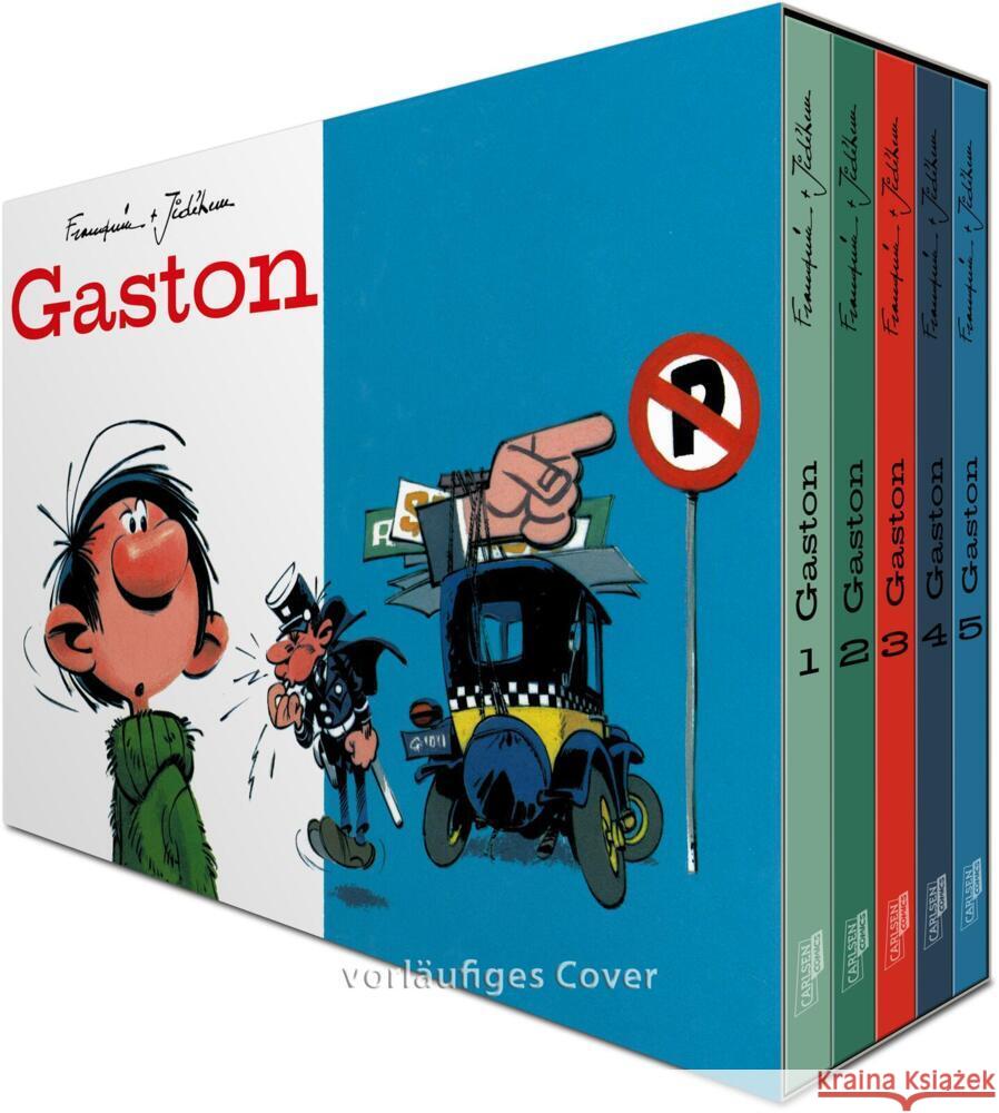 Gaston im Schuber (Hochwertige Jubiläumsedition 100 Jahre Franquin), 5 Teile Franquin, André 9783551711281 Carlsen Comics - książka