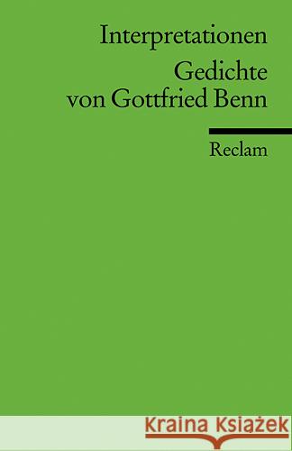 Gedichte von Gottfried Benn  9783150175019 Reclam, Ditzingen - książka
