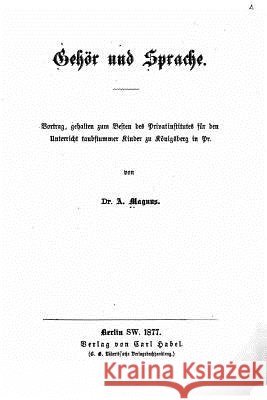 Gehör und Sprache Magnus, A. 9781517112202 Createspace - książka