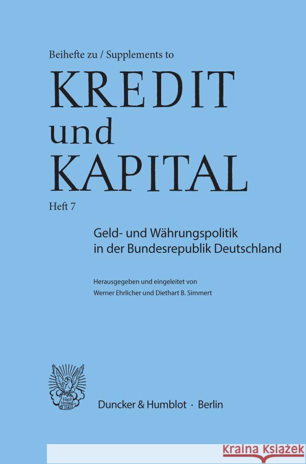 Geld- Und Wahrungspolitik in Der Bundesrepublik Deutschland Simmert, Diethard B. 9783428053353 Duncker & Humblot - książka