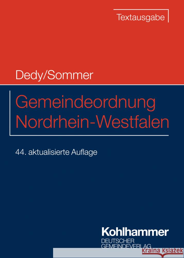 Gemeindeordnung Nordrhein-Westfalen  9783555023380 Deutscher Gemeindeverlag - książka