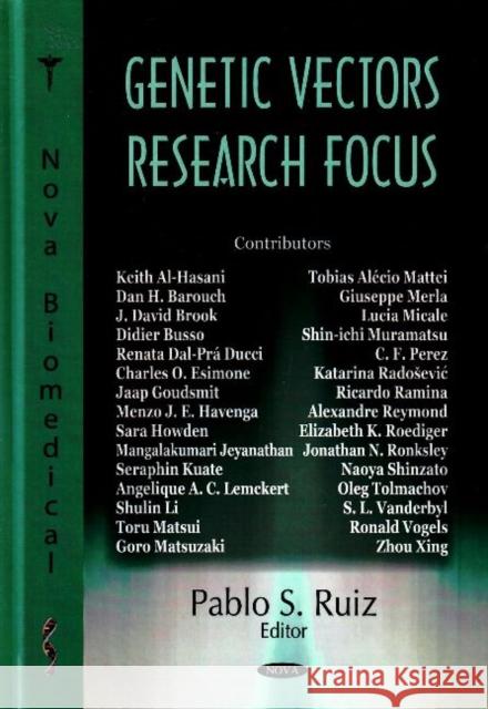 Genetic Vectors Research Focus Pablo S Ruiz 9781600219528 Nova Science Publishers Inc - książka