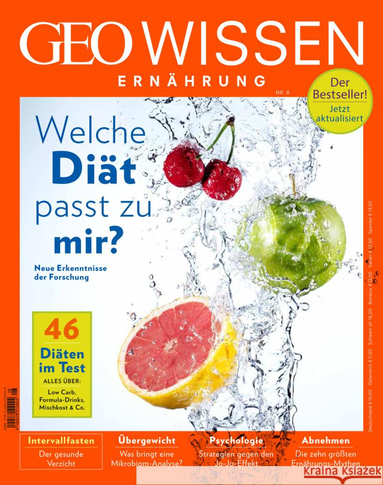 GEO Wissen Ernährung / GEO Wissen Ernährung 08/20 - Welche Diät passt zu mir?. H.08/2020 Schröder, Jens, Wolff, Markus 9783652010030 Gruner & Jahr - książka