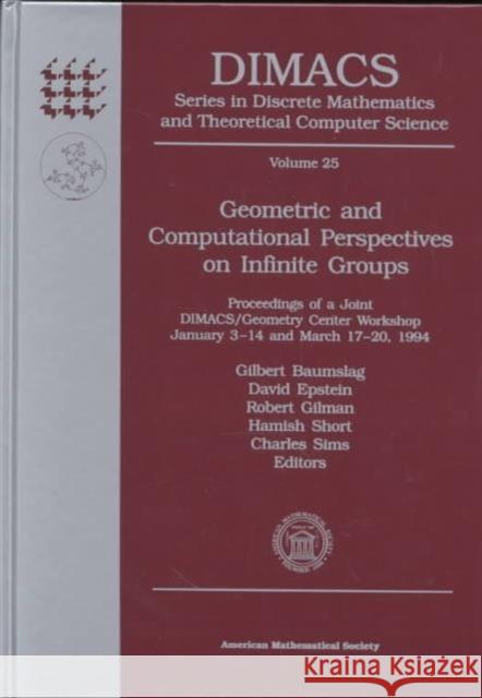 Geometric and Computational Perspectives on Infinite Groups  9780821804490 American Mathematical Society - książka