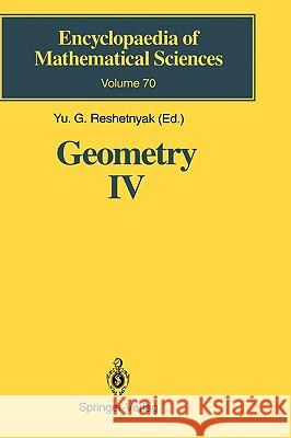 Geometry IV: Non-Regular Riemannian Geometry Reshetnyak, Yu G. 9783540547013 SPRINGER-VERLAG BERLIN AND HEIDELBERG GMBH &  - książka