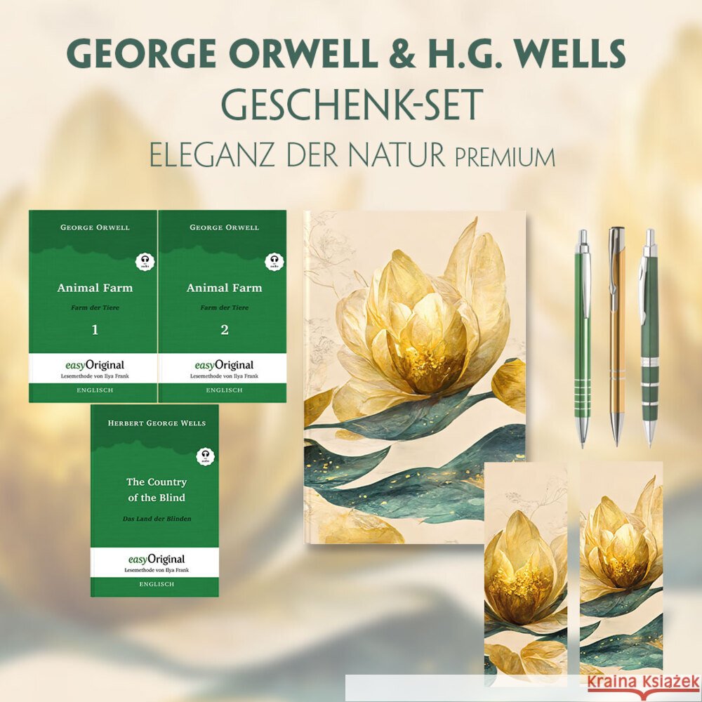 George Orwell & H.G. Wells Geschenkset - 3 Bücher (mit Audio-Online) + Eleganz der Natur Schreibset Premium, m. 3 Beilage, m. 3 Buch Orwell, George, Wells, H. G. 9783991128939 EasyOriginal - książka