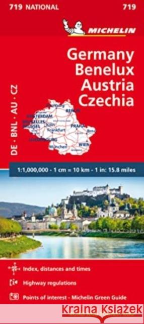 Germany, Benelux, Austria, Czech Republic - Michelin National Map 719: Map Michelin 9782067170919 Michelin Editions des Voyages - książka