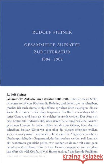 Gesammelte Aufsätze zur Literatur 1884-1902 : GA 32 Steiner, Rudolf 9783727403217 Rudolf Steiner Verlag - książka